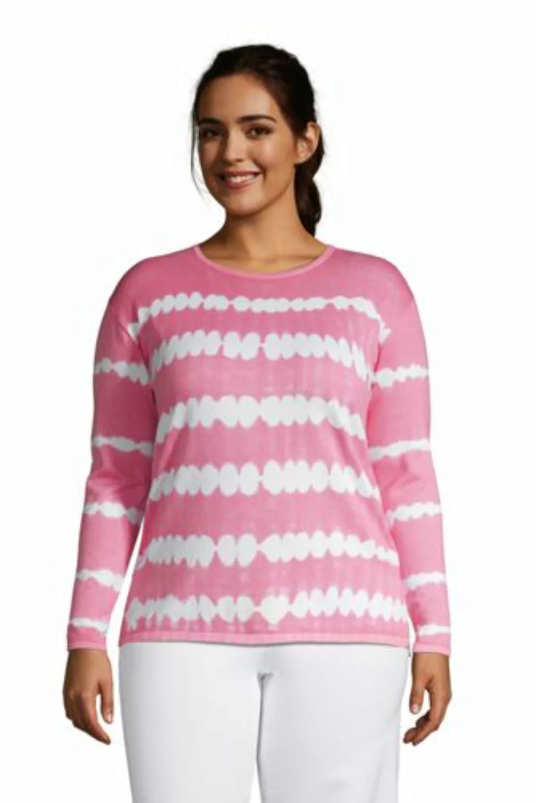 Feinstrick-Pullover Batik Gestreift in großen Größen, Damen, Größe: 48-50 P günstig online kaufen