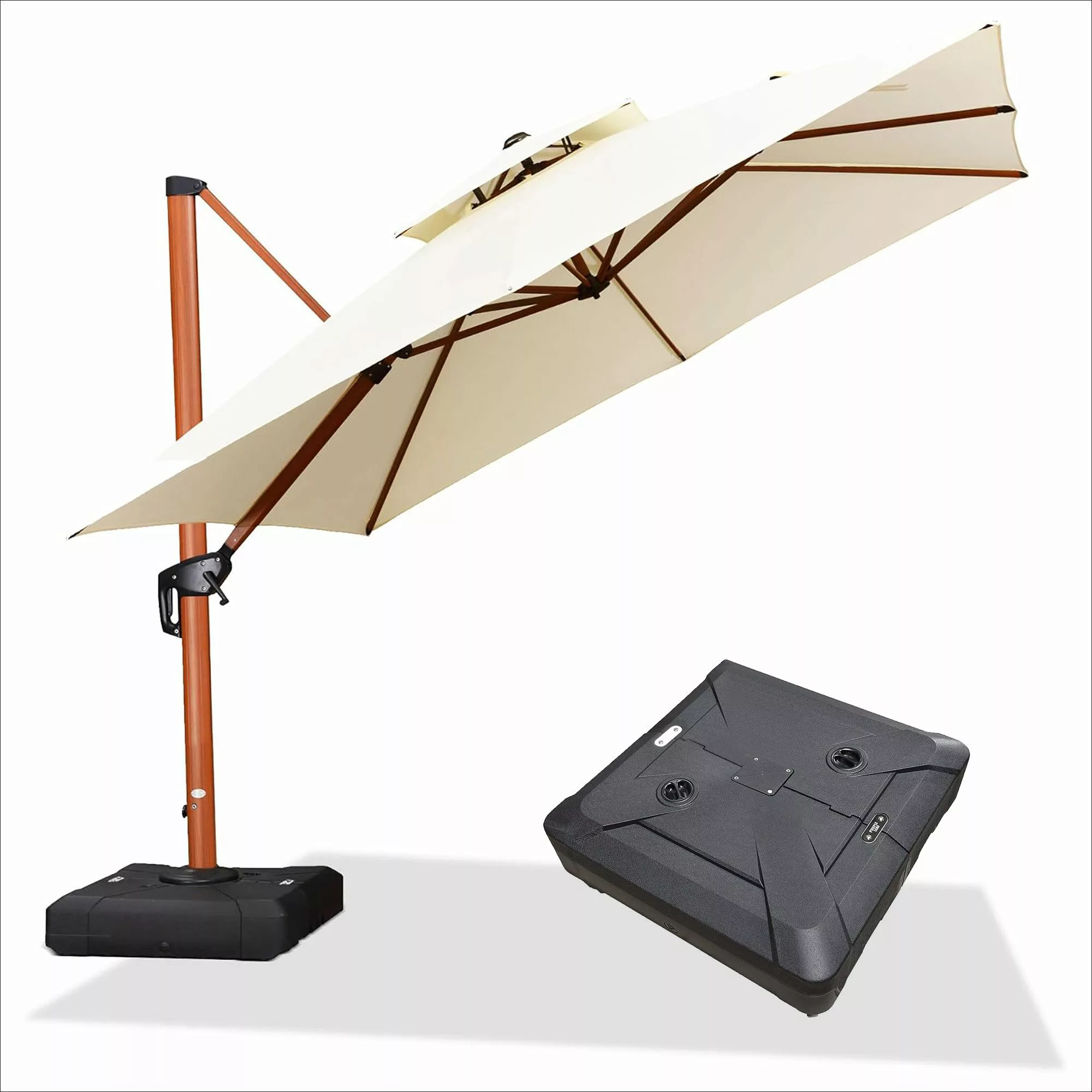 PURPLE LEAF Ampelschirm Außenbereich Holzoptik Sonnenschirm, günstig online kaufen