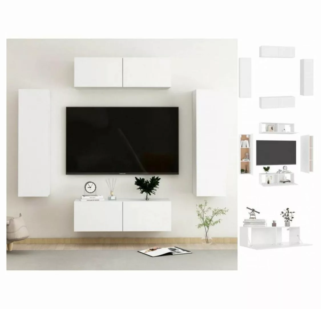 vidaXL TV-Schrank 4-tlg TV-Schrank-Set Weiß Spanplatte günstig online kaufen