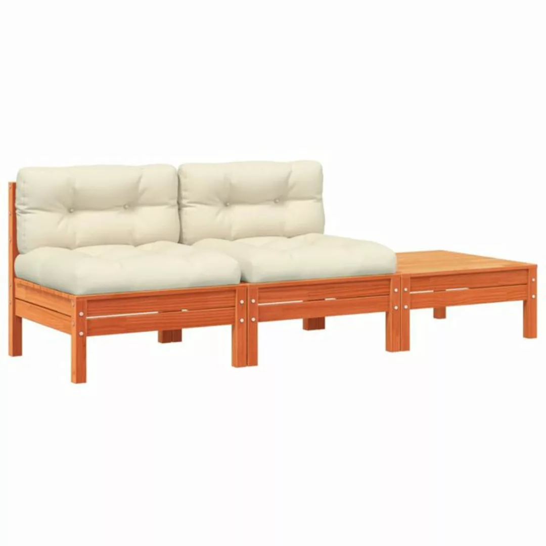 vidaXL Sofa, Gartensofa mit Kissen und Hocker 2-Sitzer günstig online kaufen