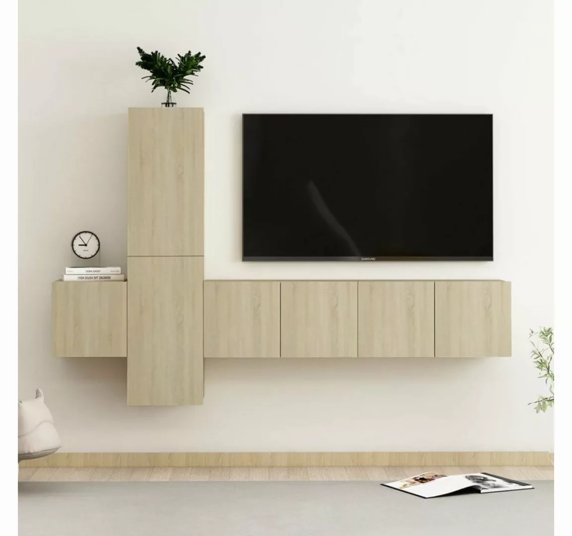furnicato TV-Schrank 5-tlg. TV-Schrank-Set Sonoma-Eiche Holzwerkstoff günstig online kaufen