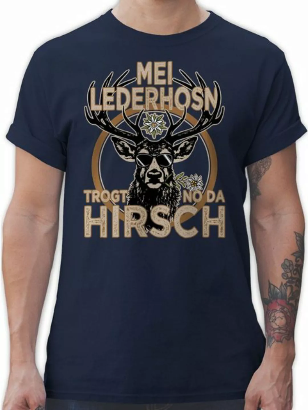 Shirtracer T-Shirt Trachten Outfit Lederhose Spruch Trägt der Hirsch Mode f günstig online kaufen