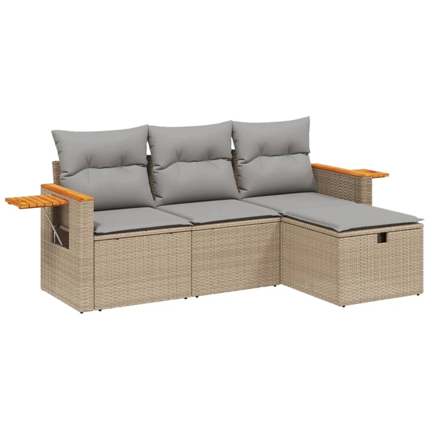 vidaXL 4-tlg Garten-Sofagarnitur mit Kissen Beigemischung Poly Rattan Model günstig online kaufen