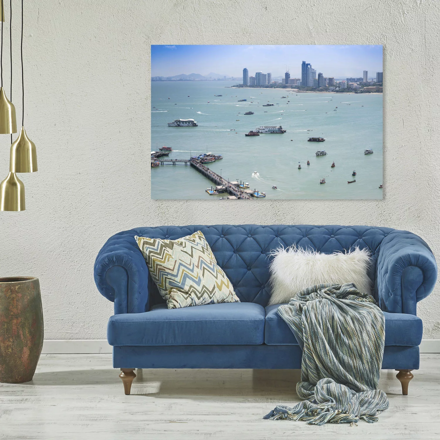 queence Acrylglasbild "Hafen", Skyline-Gebäude-Städte-Bilder von Booten & S günstig online kaufen