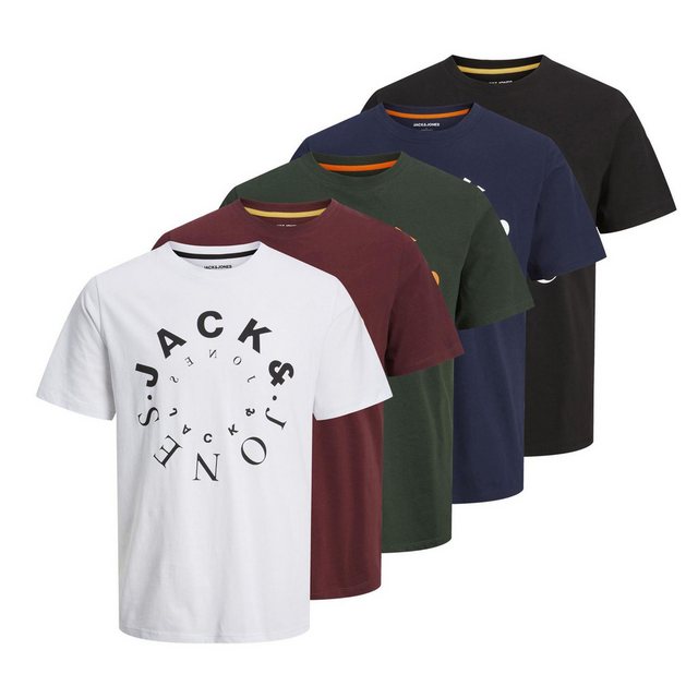 Jack & Jones T-Shirt Herren T-Shirt, 5er Pack - JJWARRIOR TEE CREW (Packung günstig online kaufen