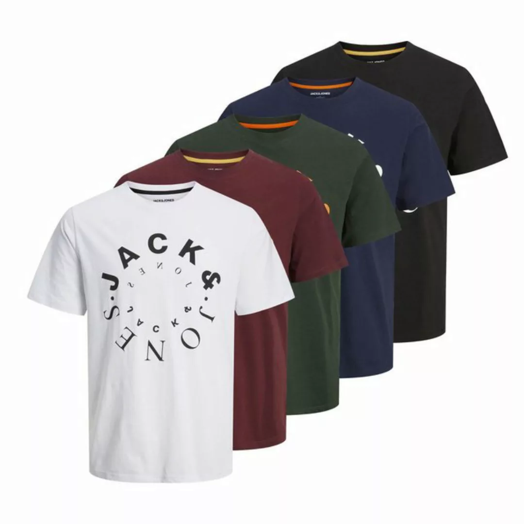 Jack & Jones T-Shirt Herren T-Shirt, 5er Pack - JJWARRIOR TEE CREW (Packung günstig online kaufen