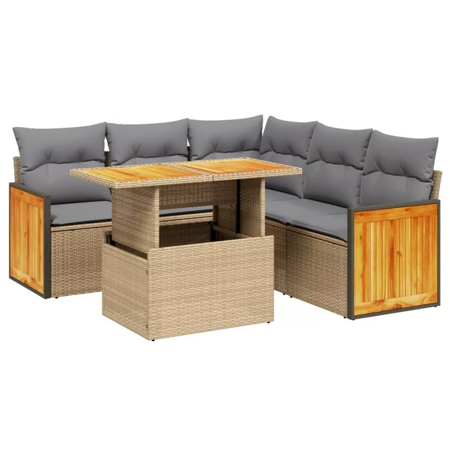 vidaXL 6-tlg Garten-Sofagarnitur mit Kissen Beige Poly Rattan Modell 327 günstig online kaufen