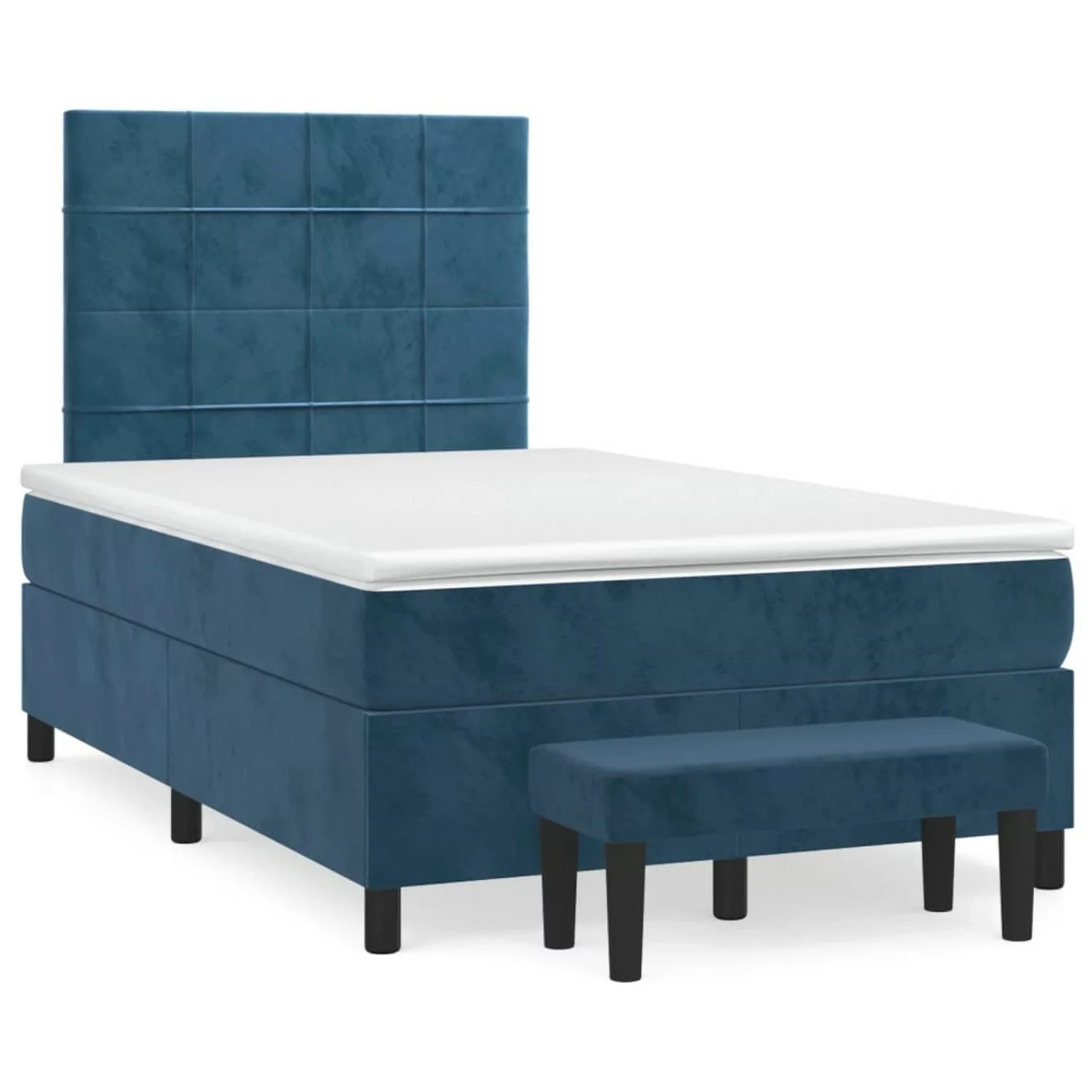 vidaXL Boxspringbett Boxspringbett mit Matratze Dunkelblau 120x200 cm Samt günstig online kaufen