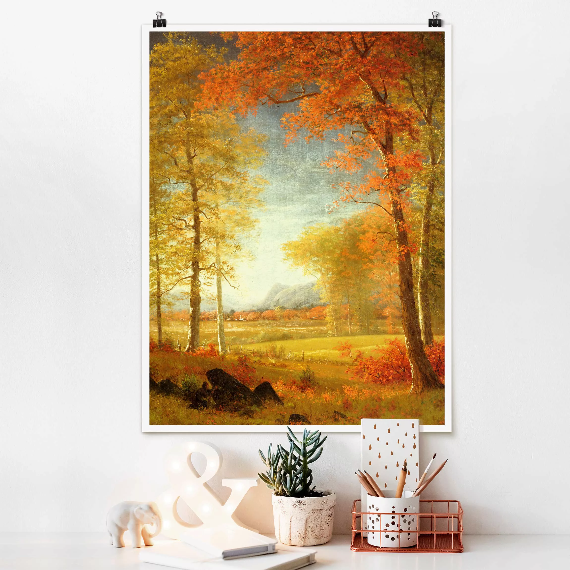 Poster Kunstdruck - Hochformat Albert Bierstadt - Herbst in Oneida County, günstig online kaufen