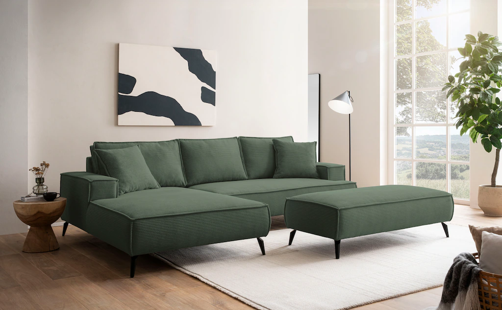 andas Sitzgruppe "TVINNU, Polsterecke mit Hocker, L-Form, Sofa in Cord", (S günstig online kaufen