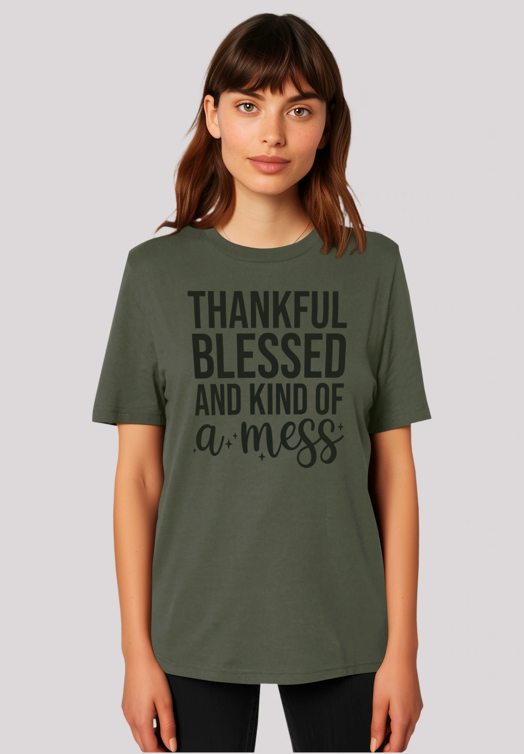 F4NT4STIC T-Shirt "thankful blessed and kind of a mess", Premium Qualität, günstig online kaufen