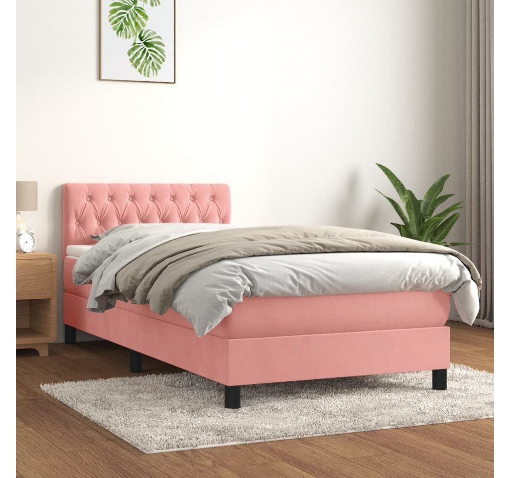 vidaXL Boxspringbett Bett Boxspringbett mit Matratze Samt (90 x 190 cm, Ros günstig online kaufen