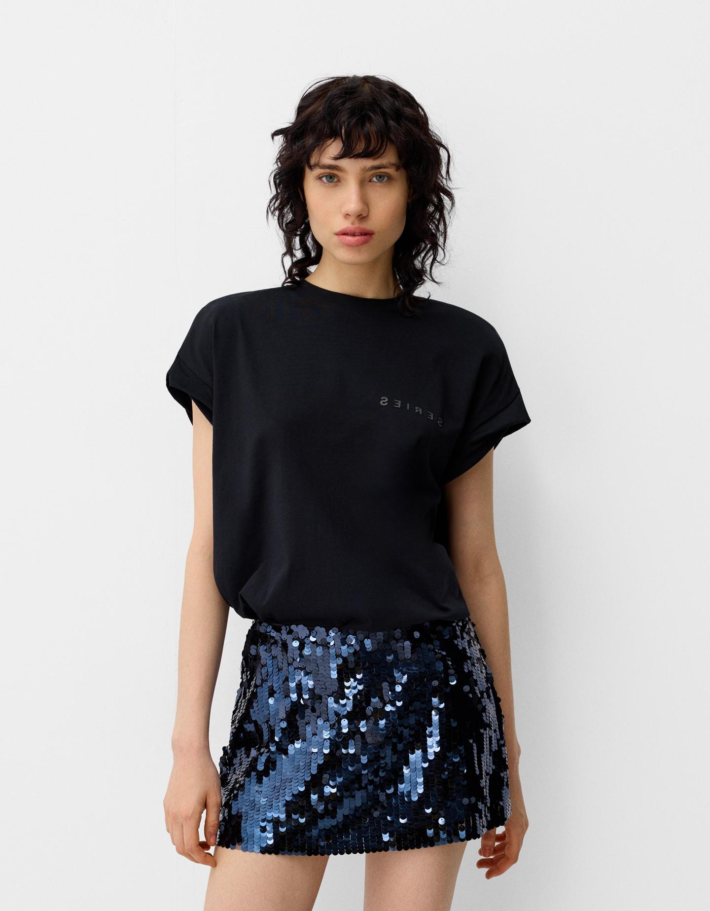 Bershka Minirock Mit Pailletten Damen M Blau günstig online kaufen