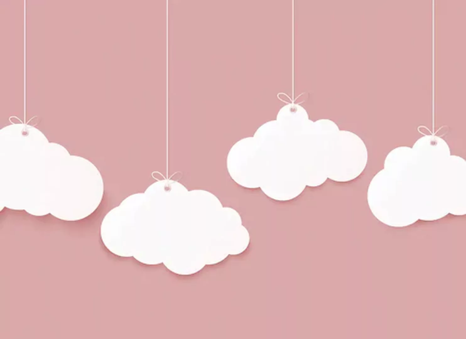 Fototapete Grafik Wolken Himmel Altrosa Weiß 3,50 m x 2,55 m FSC® günstig online kaufen