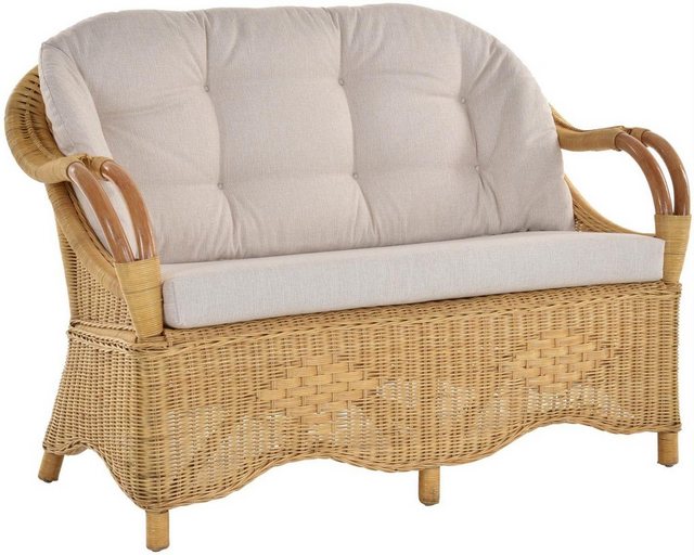 Krines Home Loungesofa Rattansofa 2-Sitzer-Sofa Wintergarten Natur Rattan C günstig online kaufen