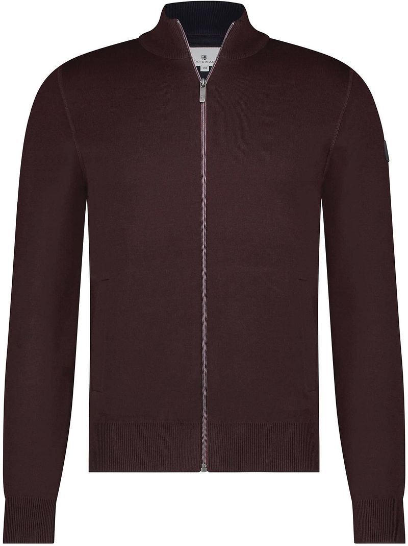 State Of Art Strickjacke Fine Contrast Wool Blend Bordeaux - Größe XL günstig online kaufen