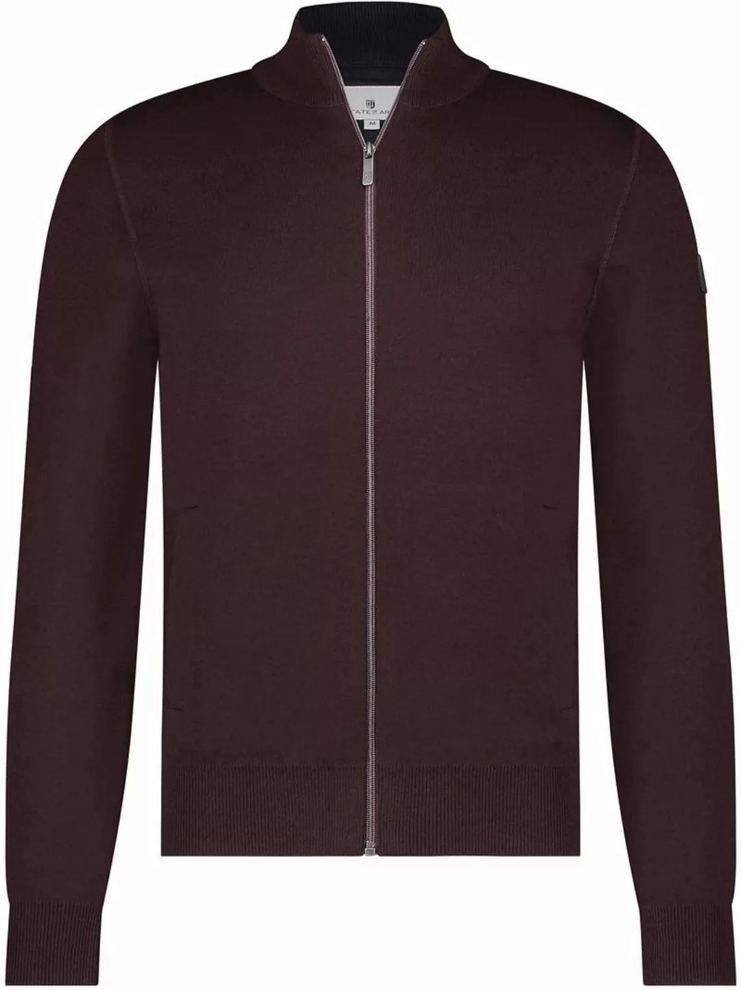 State Of Art Strickjacke Fine Contrast Wool Blend Bordeaux - Größe M günstig online kaufen