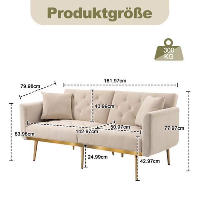 XDeer Sofa 3-Sitzer-sofa umwandelbar in ein 3-fach verstellbares Schlafsofa günstig online kaufen