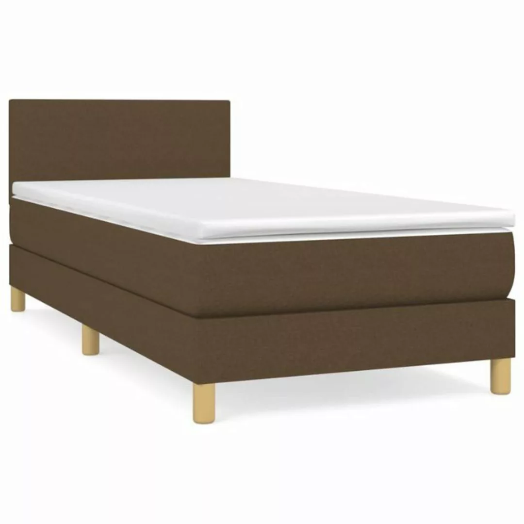 vidaXL Bettgestell Boxspringbett mit Matratze Dunkelbraun 90x200 cm Stoff B günstig online kaufen