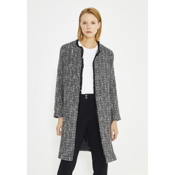 Just Like You  Jacken Black Tweed Crew Neck Long Women's Jacket günstig online kaufen