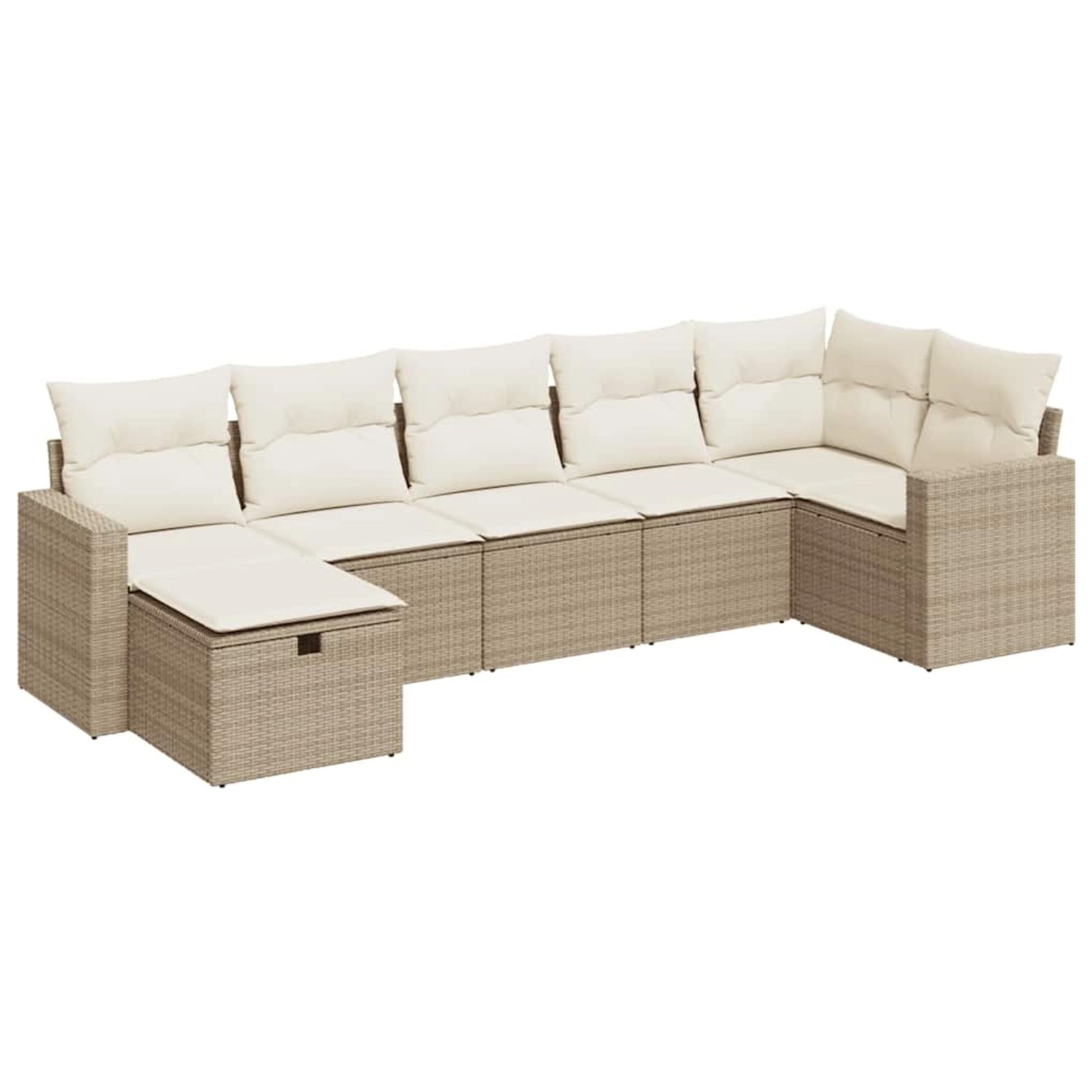 vidaXL 7-Tlg Garten-Sofagarnitur mit Kissen Beige Poly Rattan 3325404 günstig online kaufen