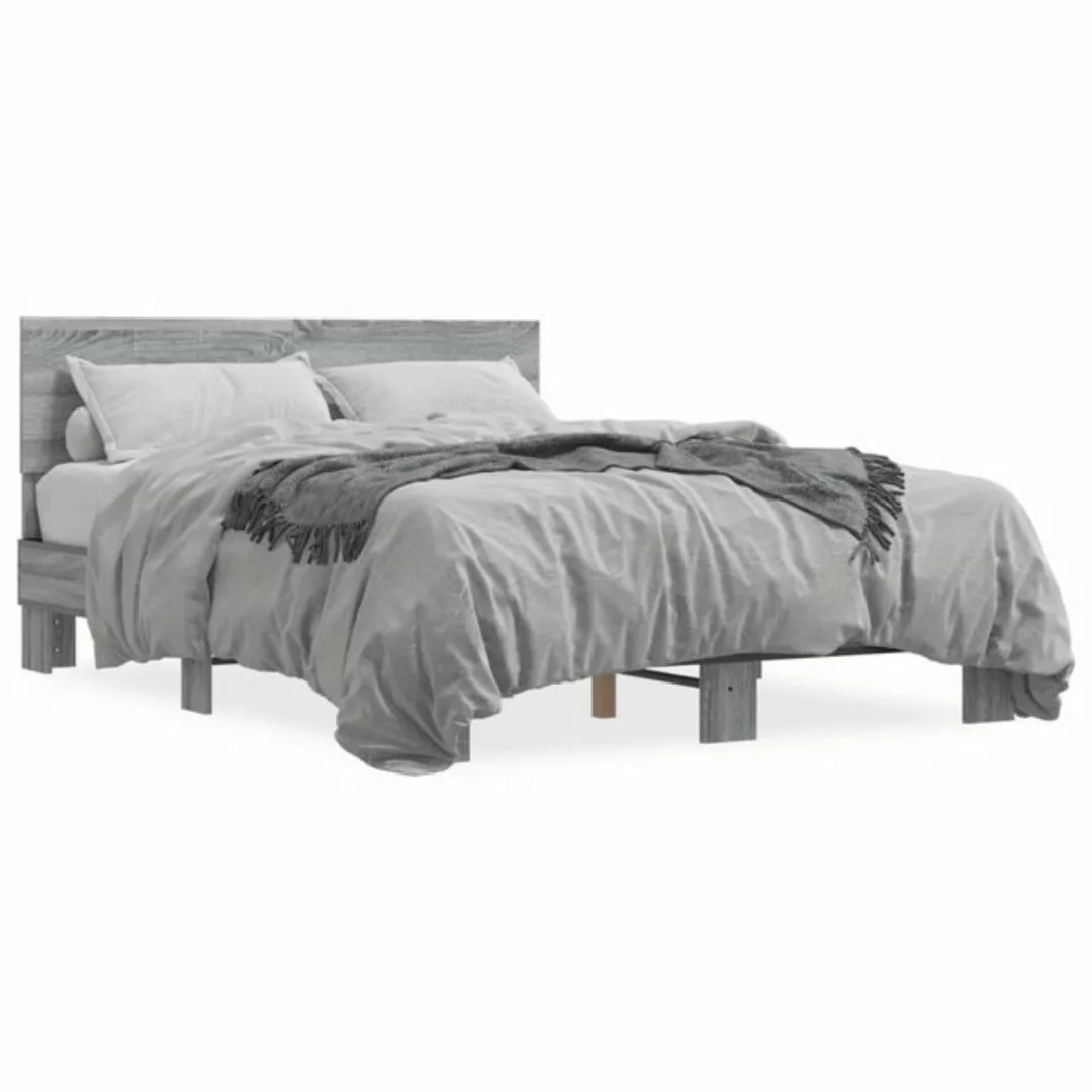 vidaXL Bett Bettgestell Sonoma-Eiche 120x190 cm Holzwerkstoff und Metall günstig online kaufen