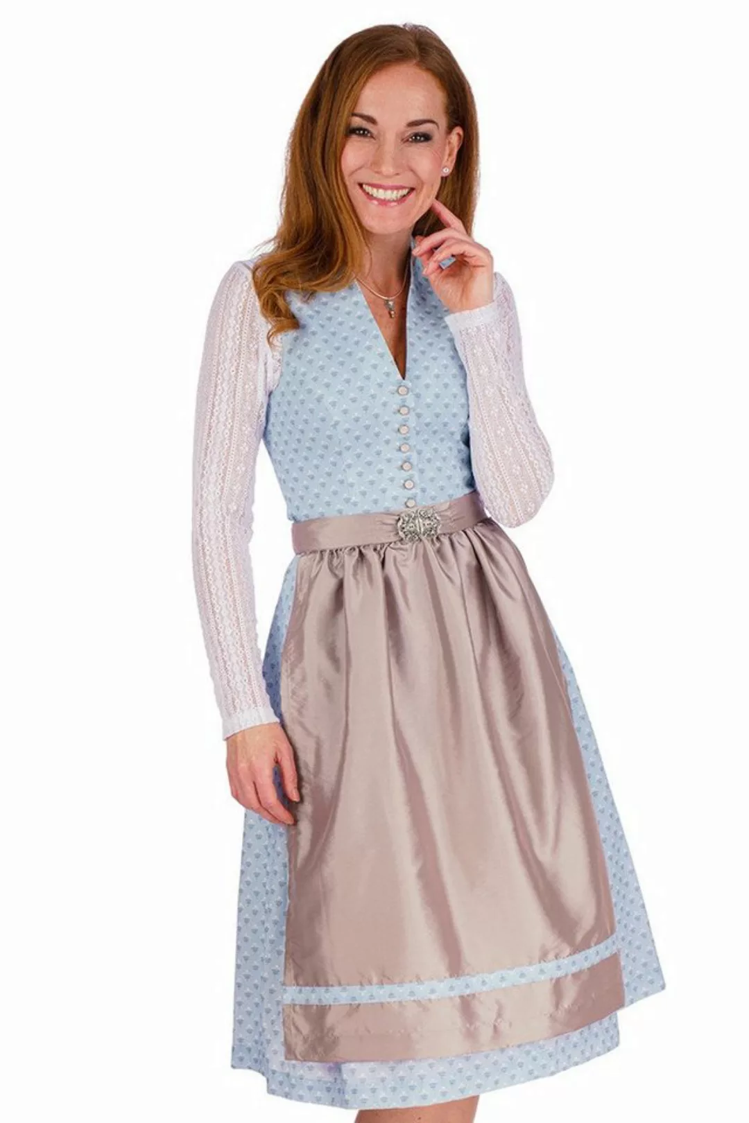 Alpenwahnsinn Dirndl Midi Dirndl 2tlg. - LEYLA - eisblau/helltaupe günstig online kaufen