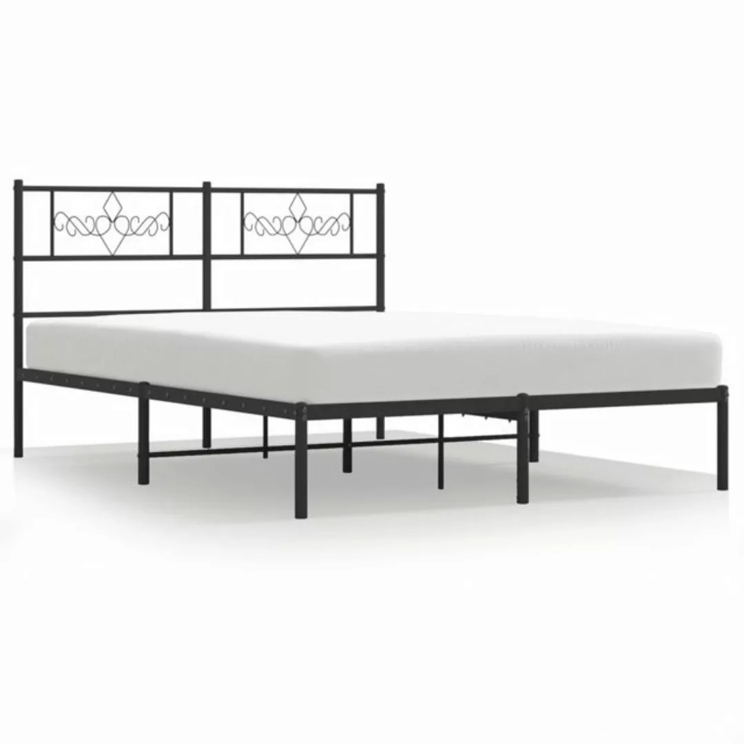 vidaXL Bettgestell Bettrahmen mit Kopfteil Metall Schwarz 140x190 cm Bett B günstig online kaufen