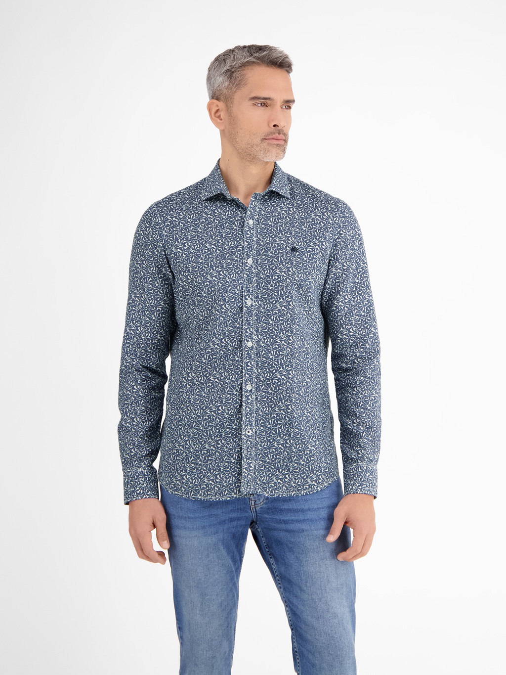 LERROS Langarmhemd "LERROS Langarmhemd mit Haifischkragen, floral bedruckt" günstig online kaufen