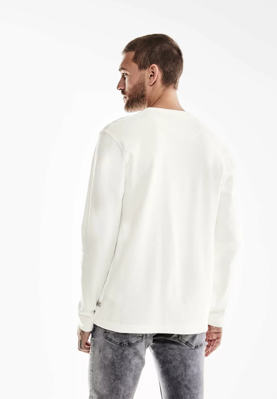 STREET ONE MEN Langarmshirt, in Unifarbe günstig online kaufen