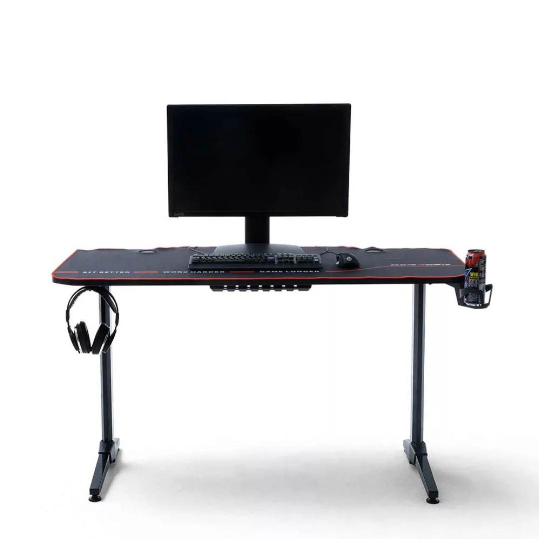 Computer Schreibtisch in Schwarz 140 cm breit günstig online kaufen