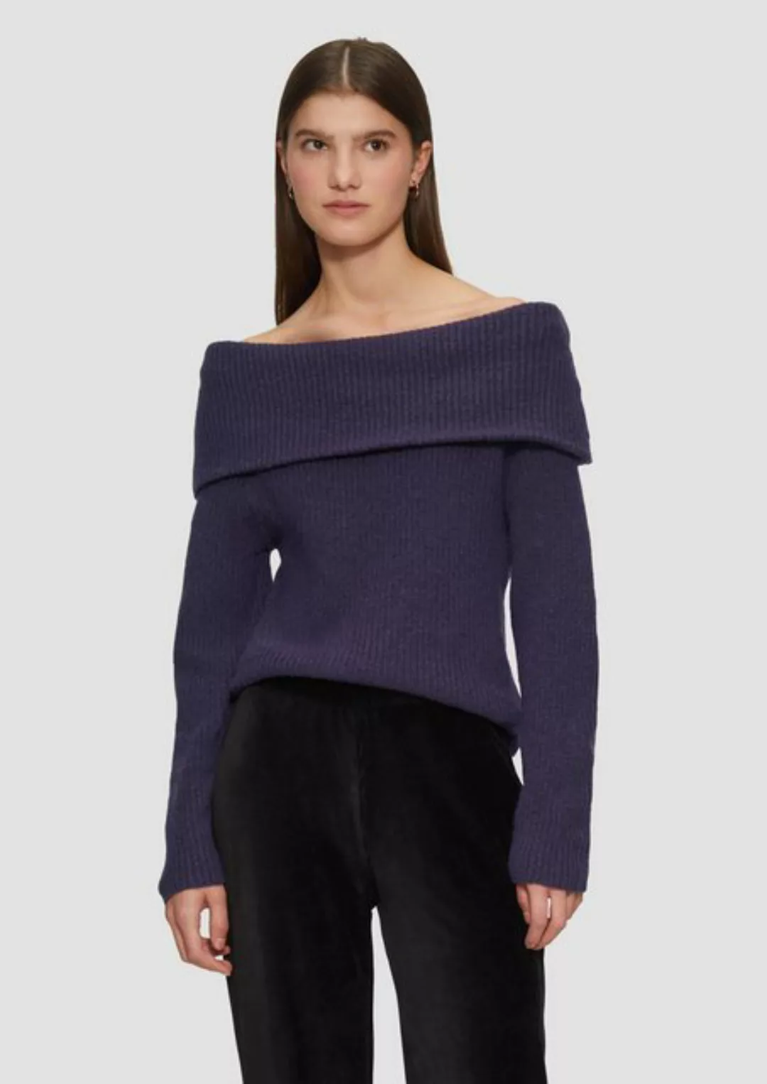 QS Strickpullover Rippstrickpullover mit Offshoulder-Ausschnitt günstig online kaufen