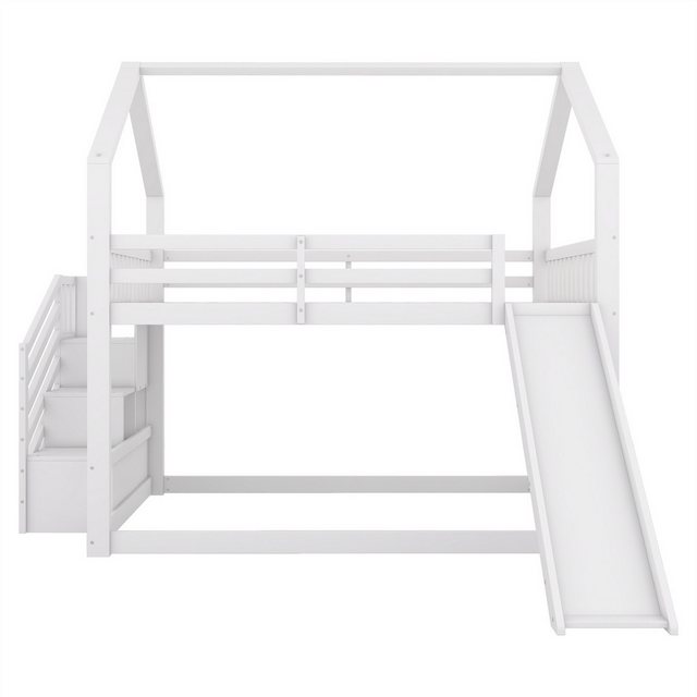 autolock Etagenbett 140x200cm Etagenbett mit Stauraumtreppe und Rutsche, We günstig online kaufen