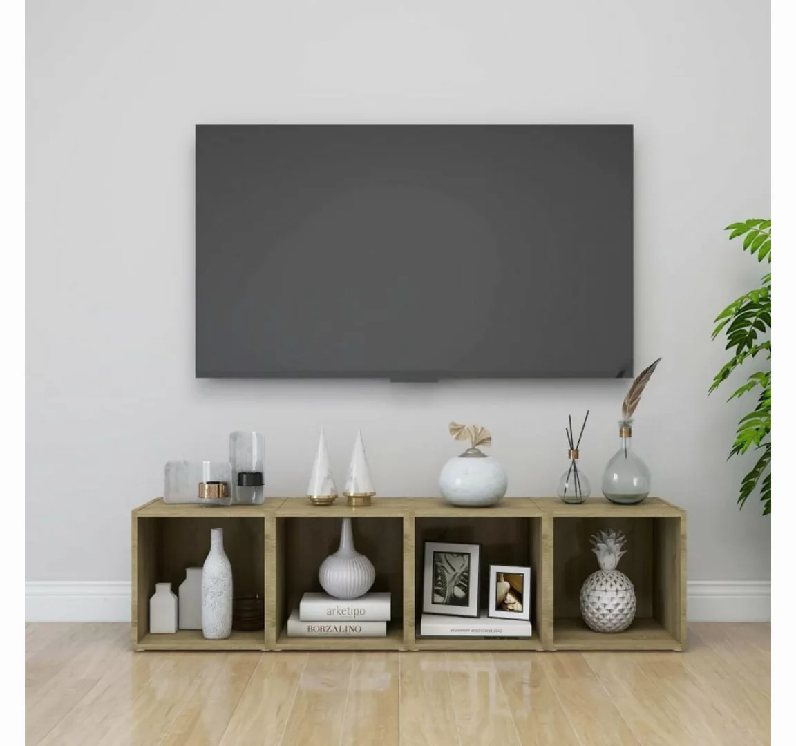 vidaXL TV-Schrank TV-Schränke 4 Stk Sonoma-Eiche 37x35x37 cm Spanplatte Low günstig online kaufen