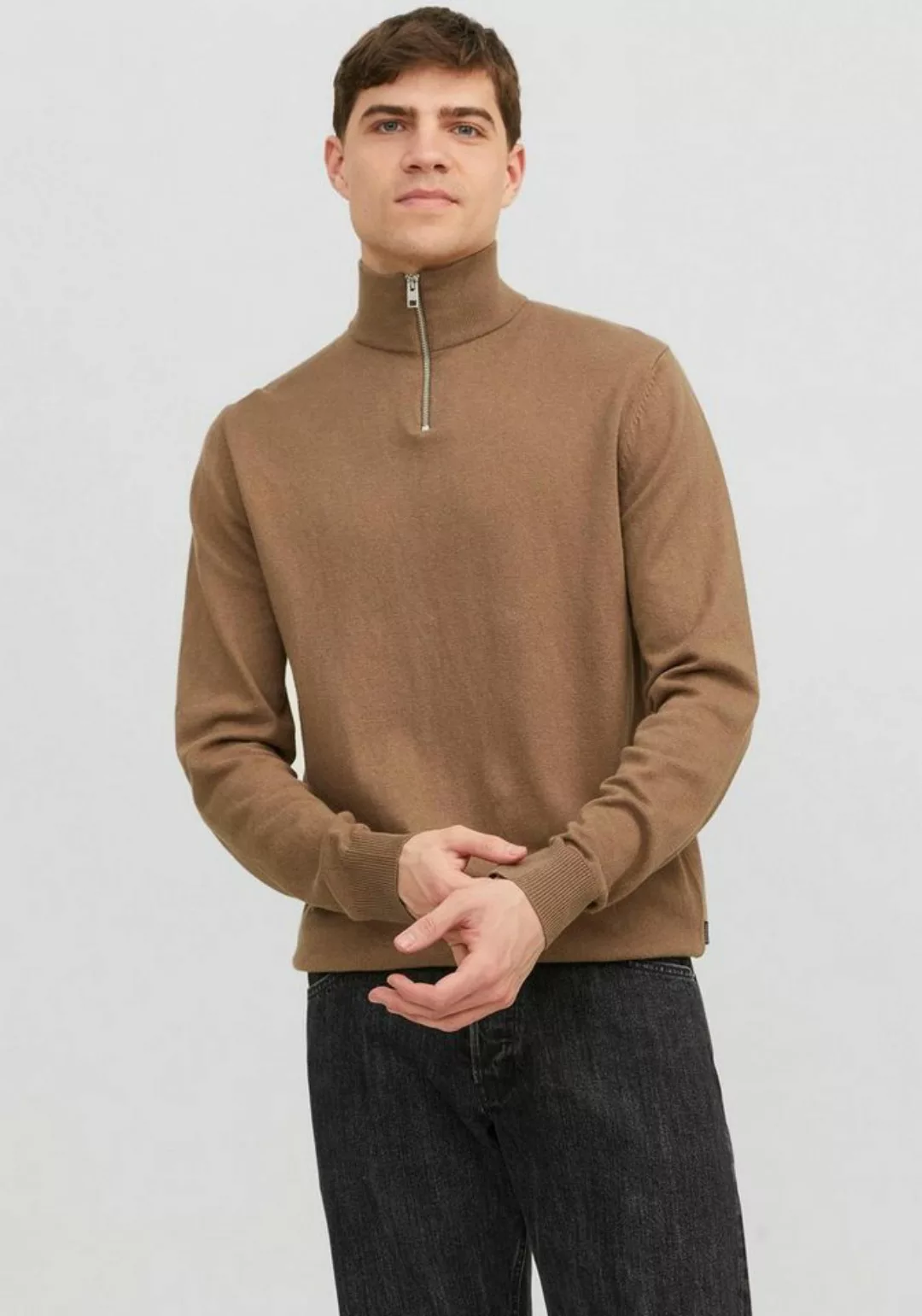 Jack & Jones Troyer JJEEMIL KNIT HALF ZIP NOOS mit Rippbündchen günstig online kaufen