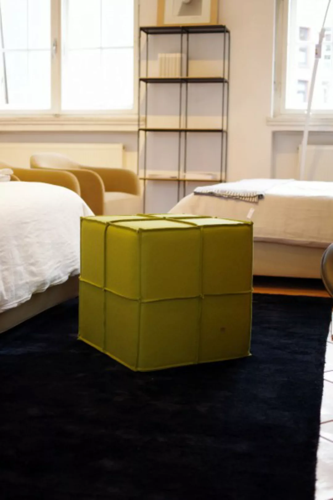 Filzhocker Cube gelbgrün uni günstig online kaufen