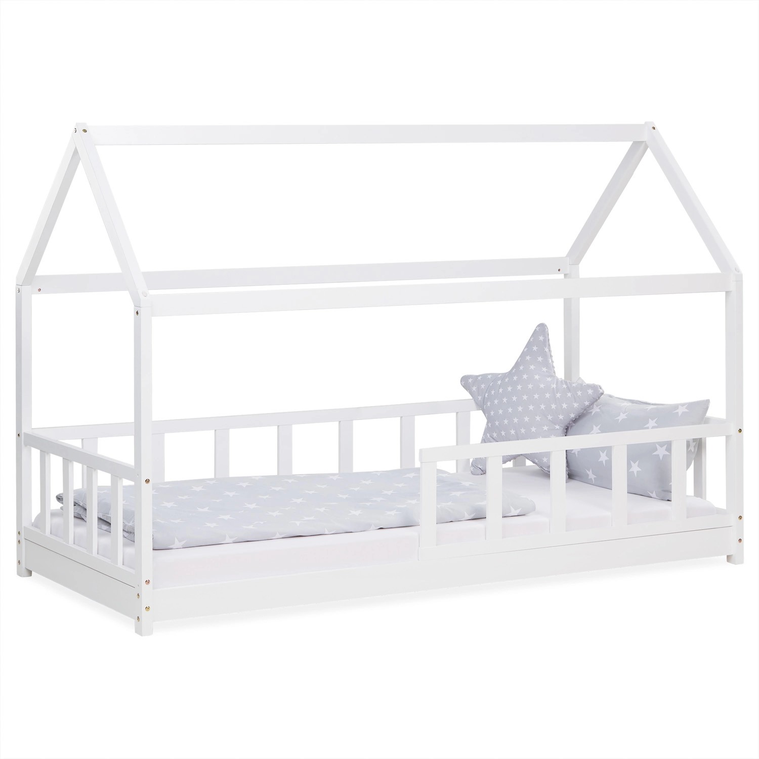 Homestyle4u Kinderbett 90x200 Hausbett Holzbett Bodenbett günstig online kaufen