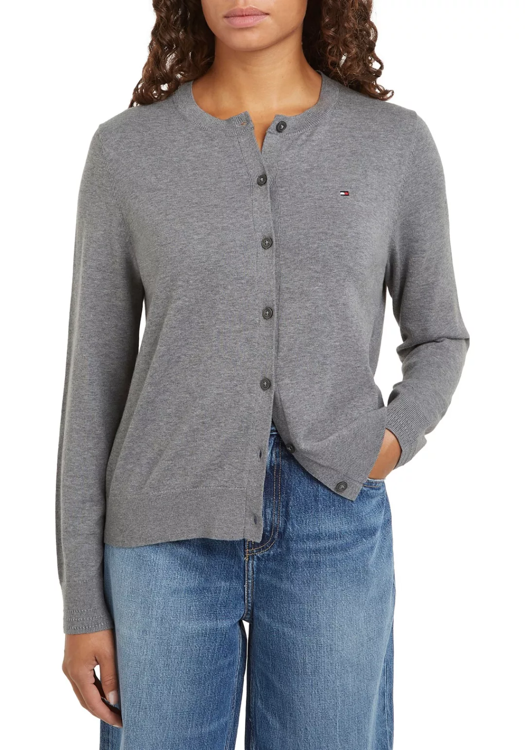 Tommy Hilfiger Cardigan "CO JERSEY STITCH CARDIGAN", mit Logostickerei günstig online kaufen