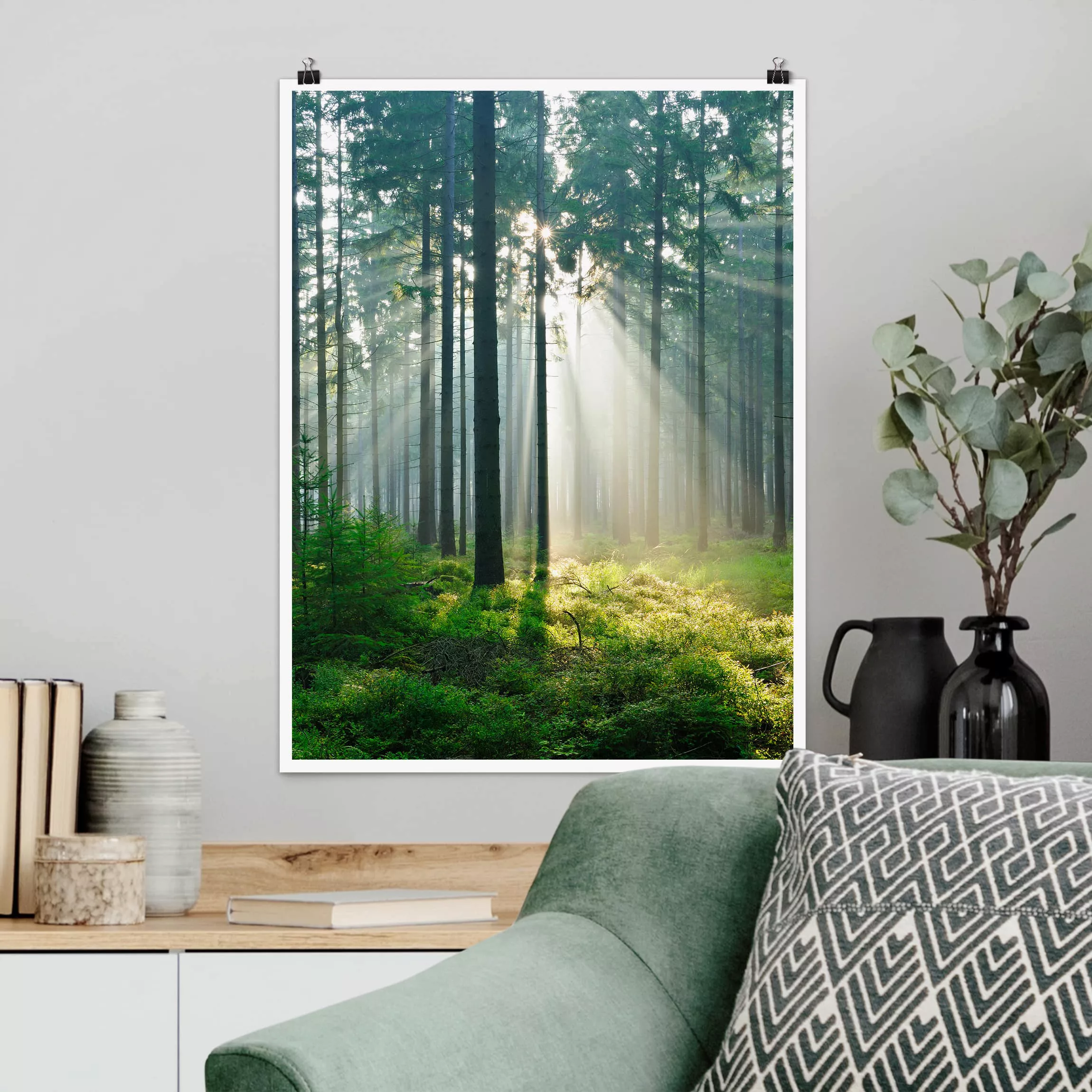 Poster Wald - Hochformat Enlightened Forest günstig online kaufen