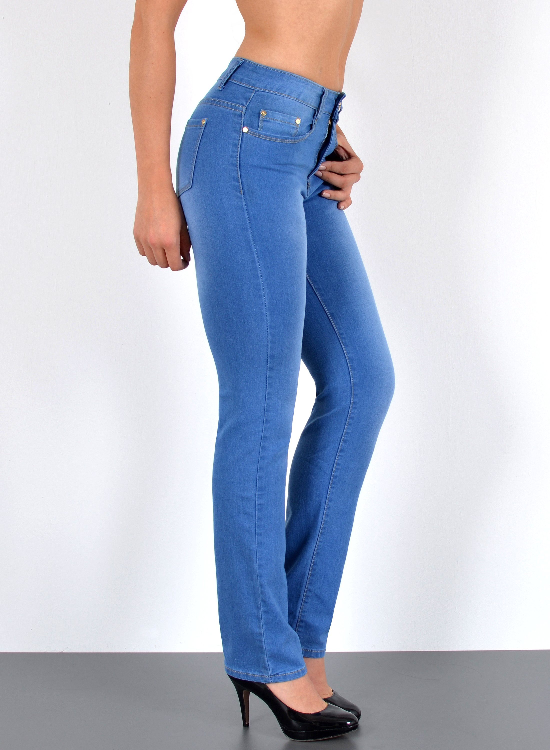 ESRA Straight-Jeans Damen Jeans Gerade hohe günstig online kaufen