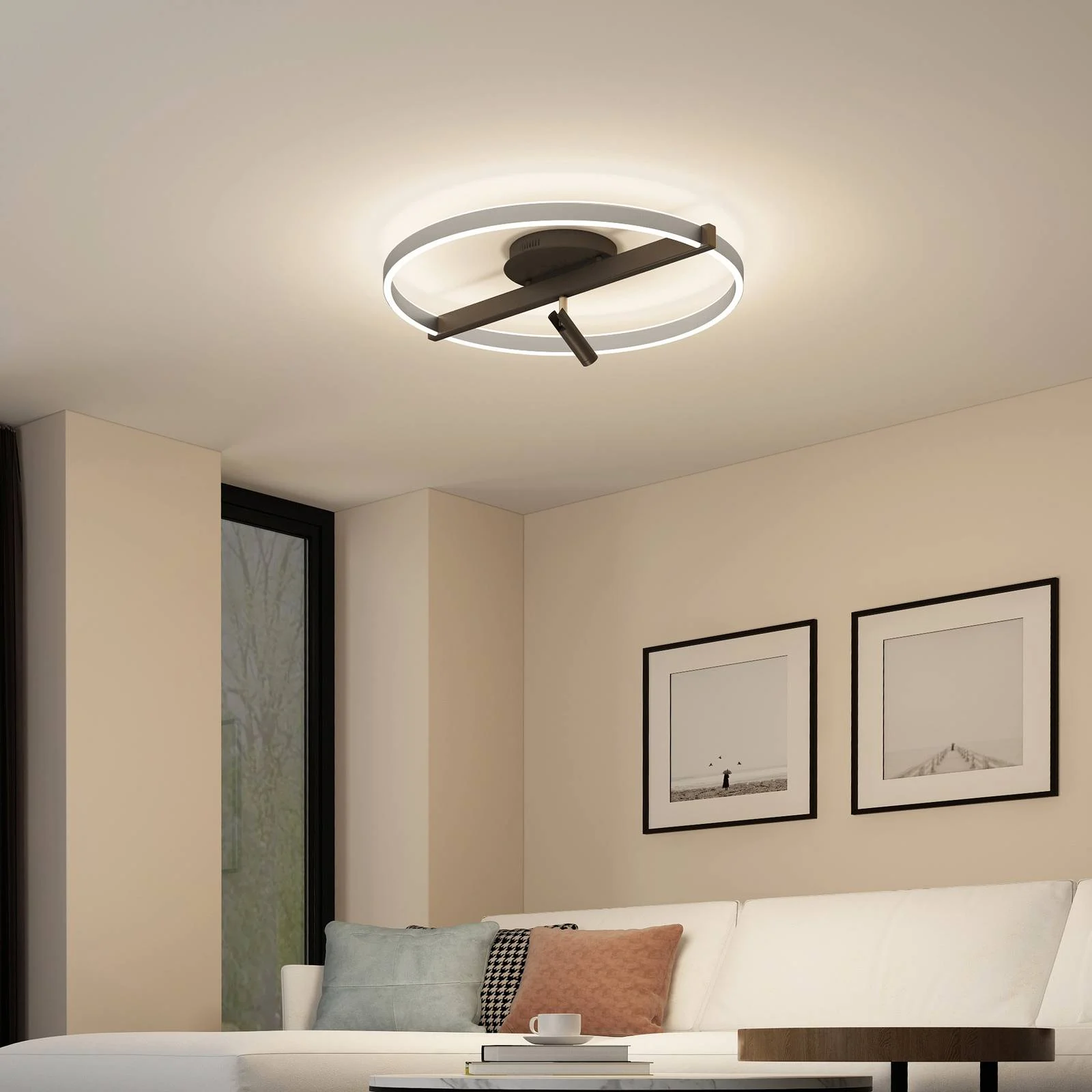 Lucande Matwei LED-Deckenlampe ringförmig, nickel günstig online kaufen