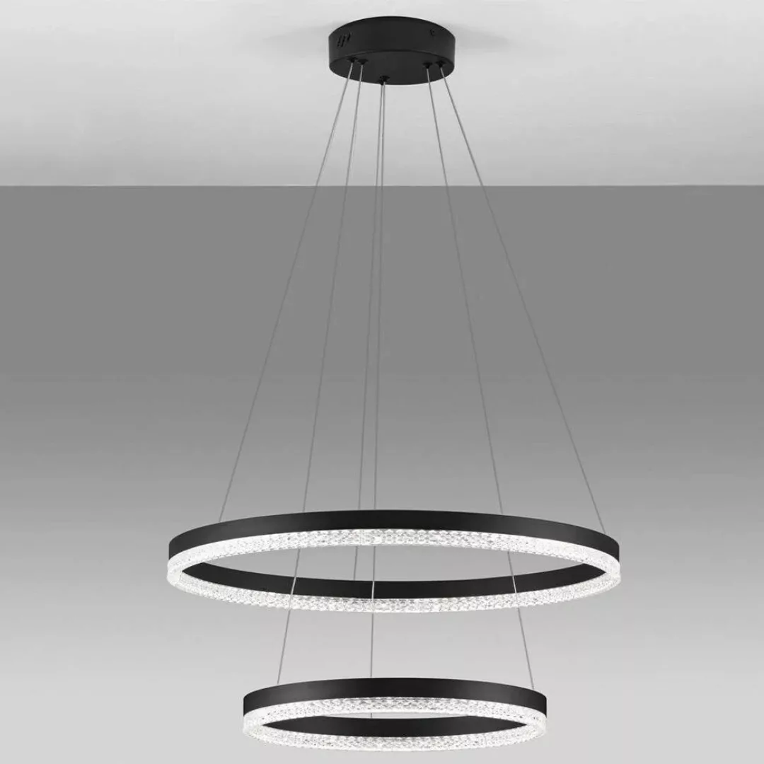 LED Pendelleuchte Adria in Schwarz und Transparent 2x 26W 5684lm günstig online kaufen