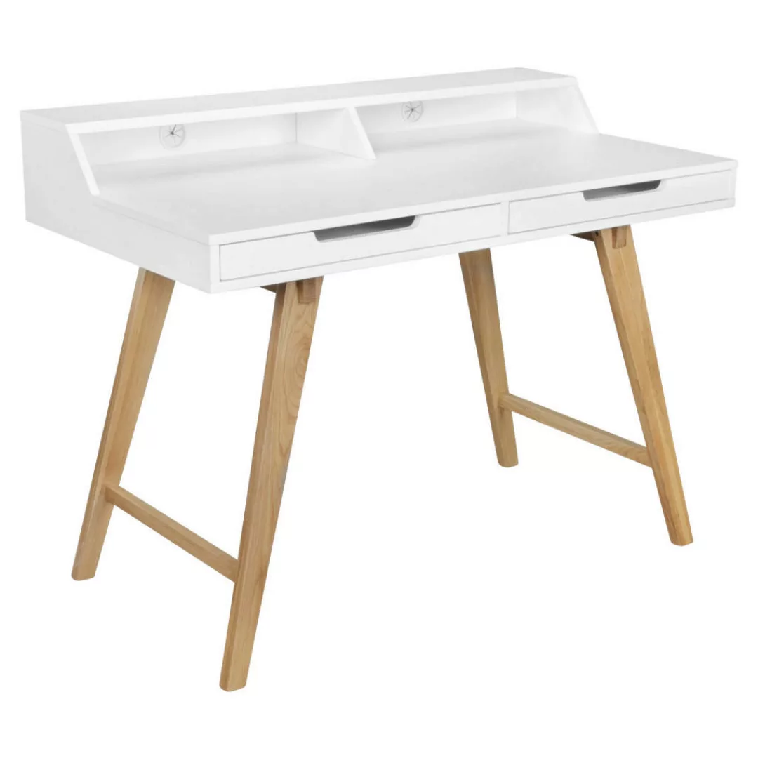 Schreibtisch 110 x 85 x 60 cm MDF-Holz skandinavisch weiß matt Arbeitstisch günstig online kaufen