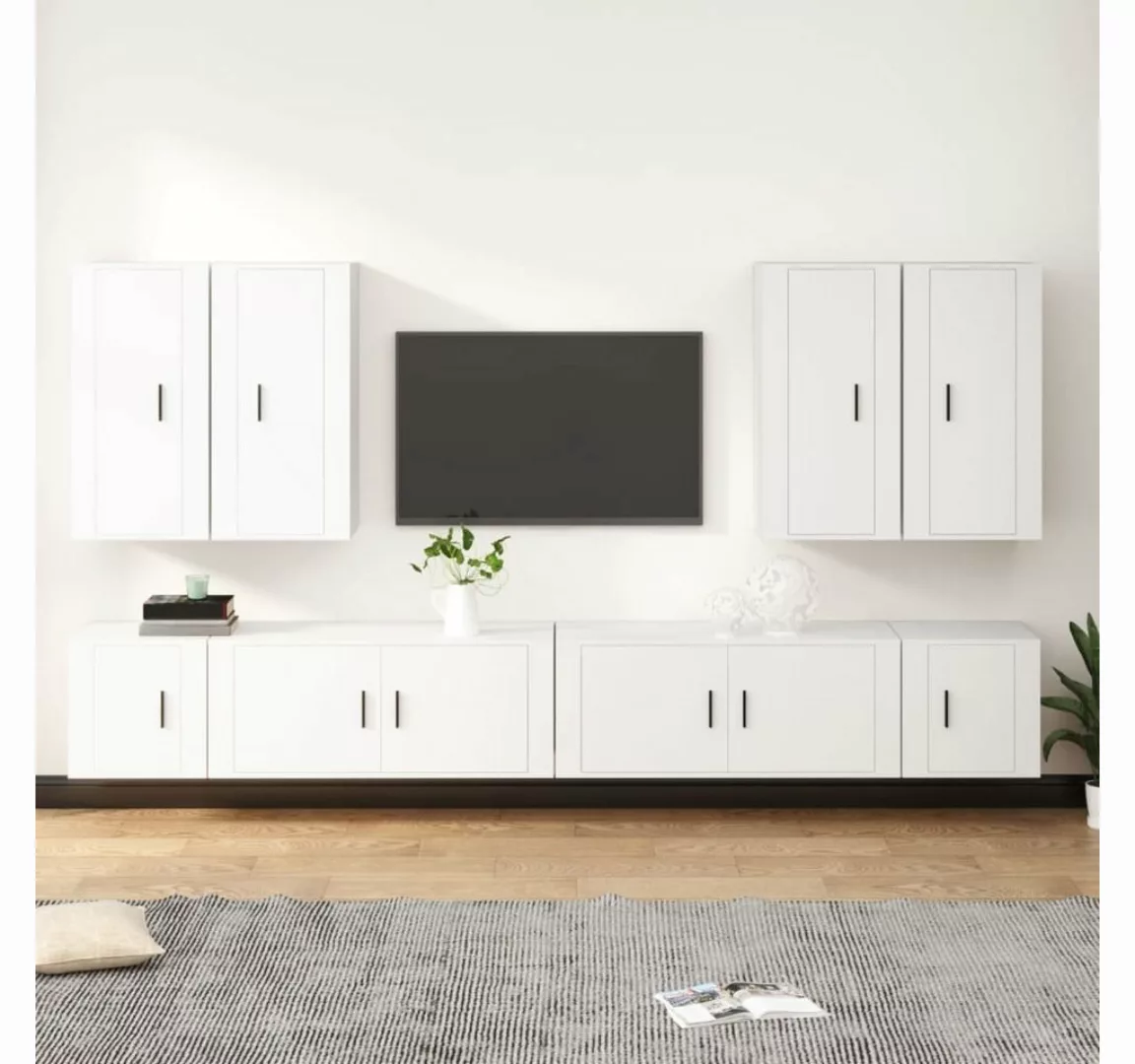 furnicato TV-Schrank 8-tlg. TV-Schrank-Set Weiß Holzwerkstoff günstig online kaufen