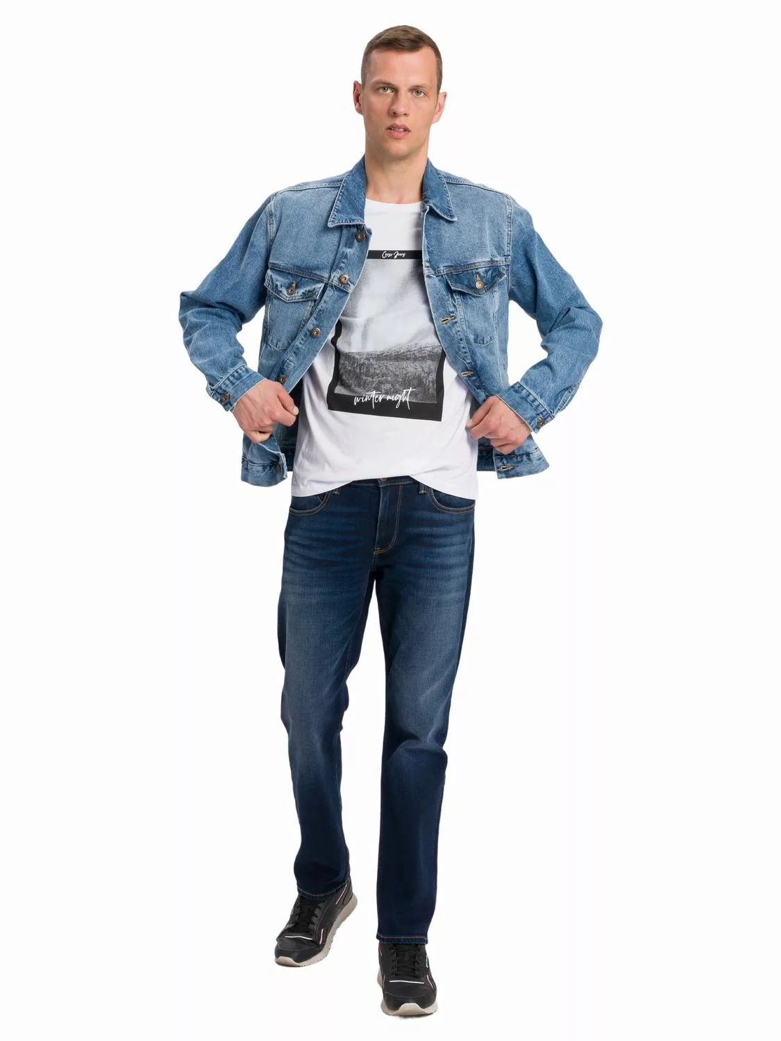 Cross Jeans Herren Jeans DYLAN - Regular Fit - Blau - Authentic Blue Used günstig online kaufen