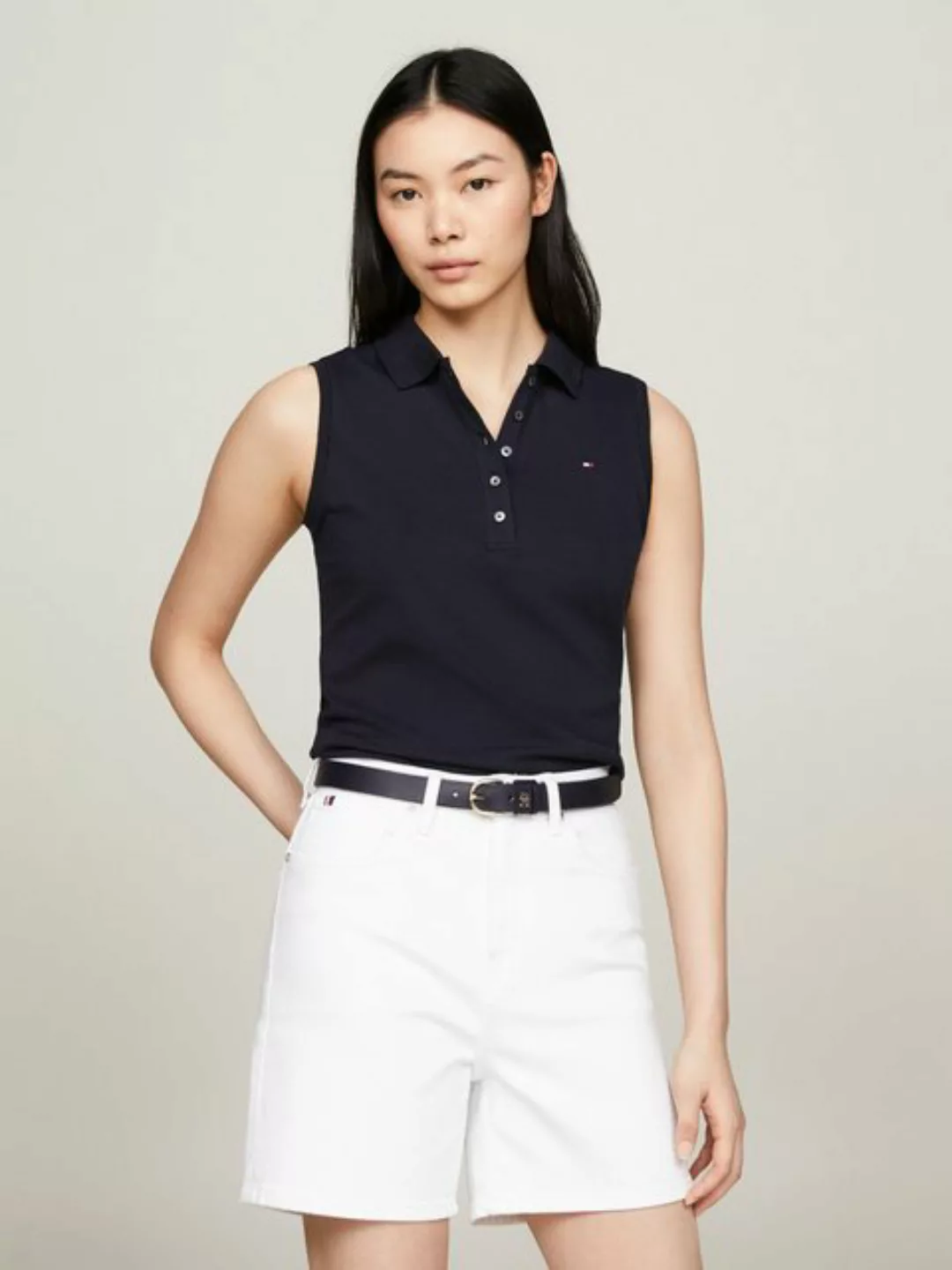 Tommy Hilfiger Poloshirt 1985 SLIM SLEEVELESS POLO mit Logostickerei günstig online kaufen