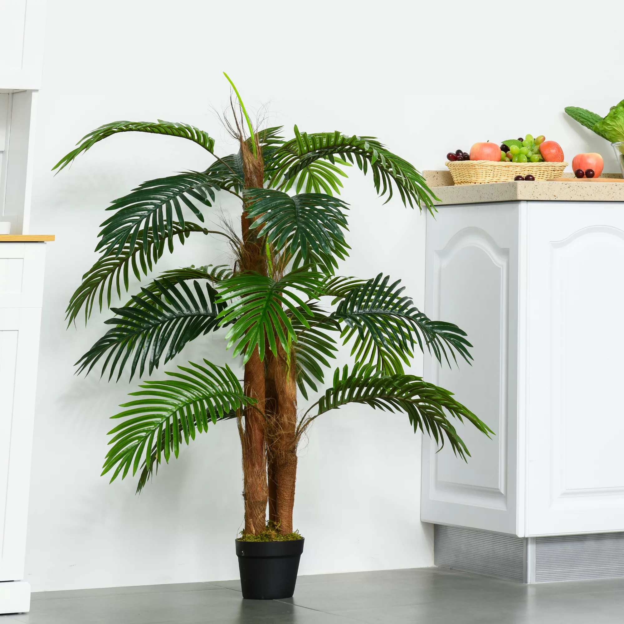 HOMCOM Künstliche Palme 120cm naturgetreue Kunstpflanze für Innen und Außen günstig online kaufen