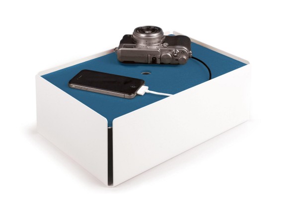 Kabelbox CHARGE-BOX weiß Leder rauchblau günstig online kaufen