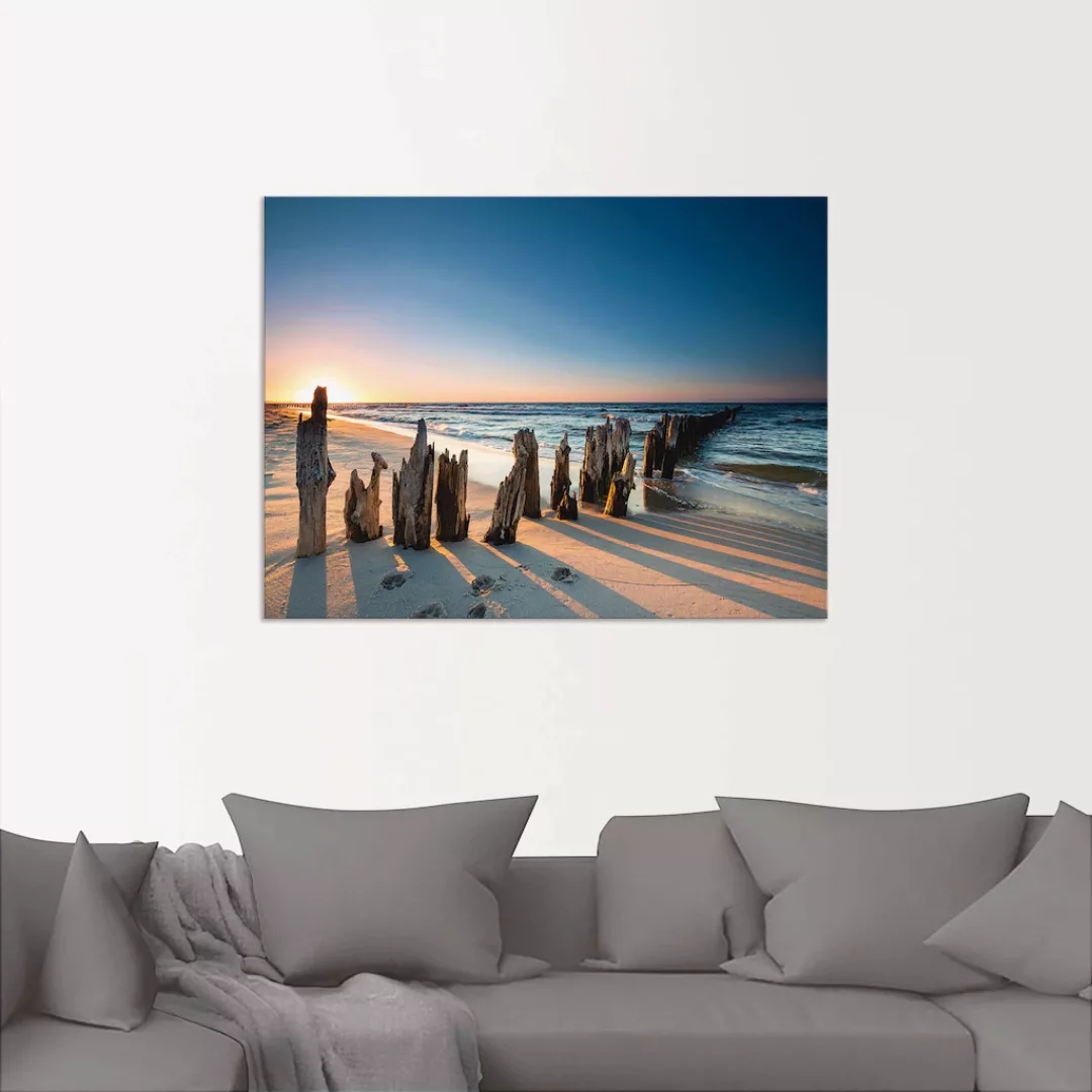 Artland Wandbild »Sonnenuntergang Strand Wellenbrecher«, Meer Bilder, (1 St günstig online kaufen