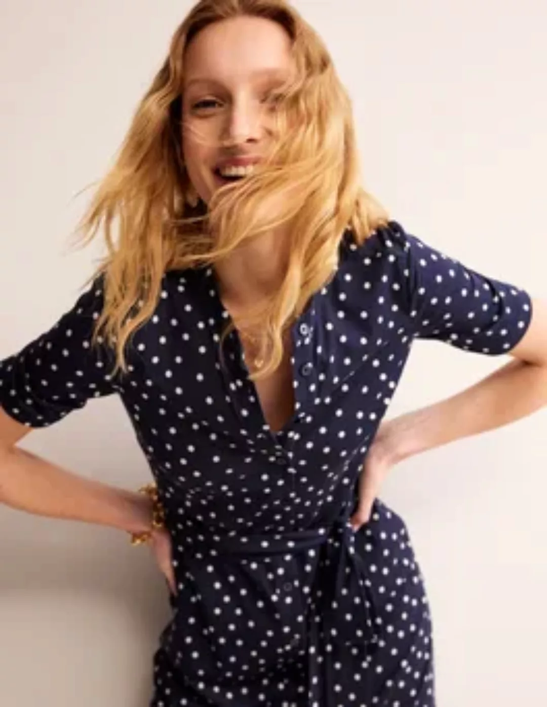 Julia Hemdblusenkleid mit kurzen Ärmeln Damen Boden, Marineblau, verstreute günstig online kaufen
